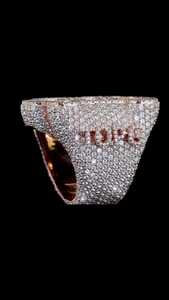 Rose <b>Gold</b> Plated <b>Cocktail</b> <b>Ring</b> With Baguette Cut Moissanite Pave Setting Letter Shape Luxury Statement Jewelry Unisex Party Wear - Product Image 4
