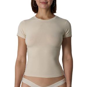 เสื้อยืดครอปผ้าฝ้ายออร์แกนิคเนื้อนุ่มยืดหยุ่น 90% คอตตอน / 10% อีลาสเทน สำหรับออกกำลังกาย ผู้หญิง เซ็กซี่ - Product Image 1