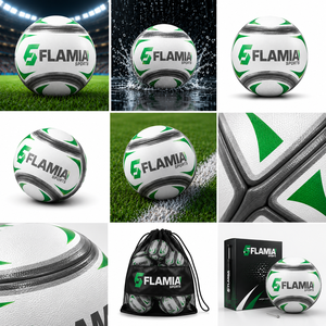 Flamia Sports <b>Football</b> <b>White</b> <b>Black</b> Orange Screen Printed Durable Logo Style Butyl Bladder High Air Retention Size 5 Indoor 420g - Product Image 5