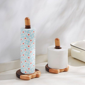 Modern <b>Wood</b> Kitchen Paper <b>Towel</b> Holder Stand with Tear Cord Free Standing Kitchen Tissue <b>Rack</b> - Product Image 3