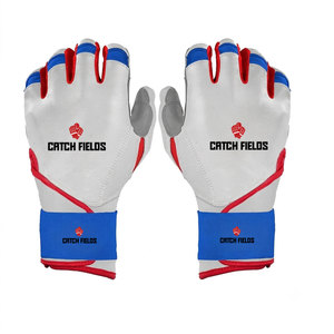 Wholesale Baseball Batting <b>Gloves</b> White Blue <b>Red</b> Durable Leather Material Padded Velcro Strap Closure Unisex Adult Training - Product Image 1