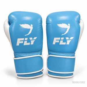 Guantes de Boxeo Fly Blue de Cuero Vacuno con Cierre de Velcro, Equipo de Entrenamiento para Adultos, Diseño Ligero - Product Image 1