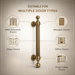 Poignée de porte moderne en laiton Axis |   Poignée de porte d'entrée d'hôtel durable pour portes en bois, adaptée à l'extérieur |   Matériel architectural - Product Image 5