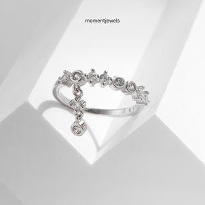 Bague Goutte d'Eau en Argent Sterling 925 avec Zircon, Anneau Géométrique de Mariage pour Femme, Bijou de Soirée - Product Image 3