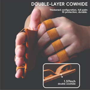 Poignées en cuir en gros à 3 trous pour gymnastique, en sachet poly, durables, unisexes, pour musculation et haltérophilie - Product Image 5