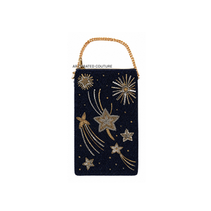 Sac de téléphone à motif étoile perlé et appliqué, style couture, avec fonction portefeuille, fait main et personnalisé - Product Image 1