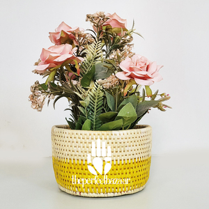 Macetas y jardineras de estilo floral talladas a mano, macetero cuadrado de hierba Munj natural, capacidad y peso personalizables, hierba Munj - Product Image 5