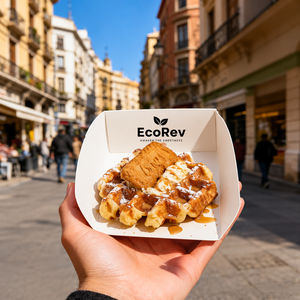 Custom logo Eco-Friendly Biodegradable Disposable Size Street Snack Treats Dessert Food Takeaway Waffle <b>Box</b> Bubble Holder Paper - Product Image 1