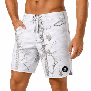 Shorts de bain pour hommes, camouflage blanc Woodland, séchage rapide, pour surf et natation, avec logo personnalisé, légers, pour sports nautiques - Product Image 3