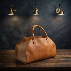 Sac de transport pour bûches en bois véritable en cuir, robuste, fait main, portable, pour foyer, LWC-0044 - Product Image 2