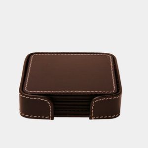 Sous-verres en cuir avec support, sous-verres en cuir de 4 pouces pour boissons, lot de 6 pour la protection des plans de travail - Product Image 5