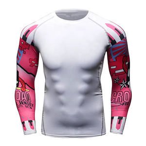 Rashguard MMA durable à manches longues, pour entraînement athlétique, BJJ, performance, évacuation de l'humidité, coupe extensible, flexible, haut de gamme pour la gym - Product Image 1