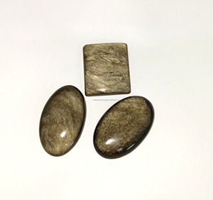 Cabochon en obsidienne dorée naturelle à taille ovale, pierre précieuse en vrac pour la fabrication de bijoux DIY en argent et laiton, vente en gros - Product Image 4