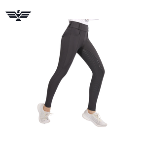 Pantalones de Montar de Cintura Alta para Mujer, Color Sólido, con Bolsillos, Transpirables, de Punto, Spandex y Nailon - Product Image 1