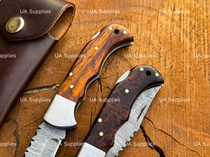 Cheap Price Factory Direct Handmade Damascus Steel Folding Pocket <b>Knife</b> Back Lock Natural Rosewood <b>Handle</b> Bulk OEM ODM Available - Product Image 5