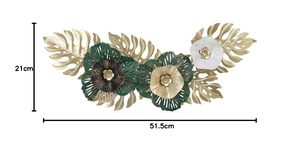 Handcrafted Metal Floral Leaf Wall Art Decor Gold Green <b>White</b> Modern Luxury Wall <b>Hanging</b> Sculpture - Product Image 6