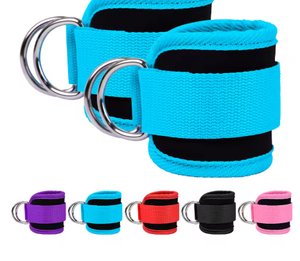 Sangle de cheville professionnelle réglable avec anneau en D et fermeture auto-agrippante en nylon pour entraînement musculaire des jambes unisexe et sports complets - Product Image 1
