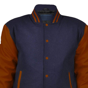 Wholesale Unisex Custom Stand Collar Front Logo Bomber Varsity Jacket Woolen High Street Style Winter - Product Image 3