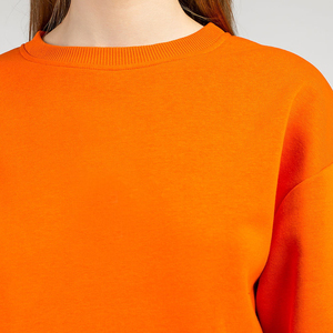 Sudaderas OEM con cuello redondo, letras bordadas, hombros caídos, mangas largas, sudaderas con capucha personalizadas para mujer, sudadera de algodón con diseño frontal. - Product Image 4