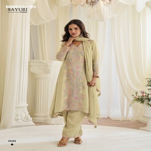 Best Fabric Evergreen Design Simar Silk <b>Beads</b> Work Embroidery Plazzo-Kurta and Dupatta Set Manufacturer from Surat - Product Image 1