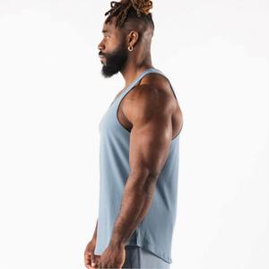 Camiseta sin mangas para hombre, cuello redondo, color azul claro, tejido de punto, ajuste casual, transpirable - Product Image 4