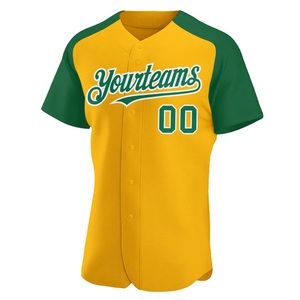 Maillot de baseball premium jaune-vert à manches raglan, personnalisable avec logo d'équipe, nom et numéro, en maille respirante, vêtement de sport - Product Image 3