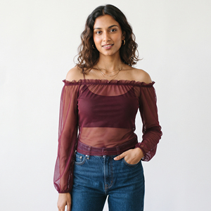 Women's Off The Shoulder <b>Mesh</b> Blouse Full Sleeve Sheer Sexy <b>Top</b> Summer Lightweight Blouse Off Shoulder Shirt <b>Top</b> Women - Product Image 1