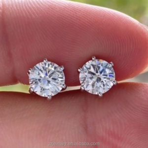 Pendientes de Diamantes Cultivados en Laboratorio de 1, 2 y 3 Quilates, Oro Sólido de 14K y 18K, Certificados, Solitarios, Corte Redondo, 6 Puntas - Product Image 4