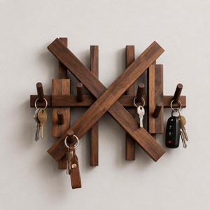 Rustic Wooden <b>Coat</b> <b>Rack</b> <b>Wall</b> <b>Mounted</b> Hook Organizer Handmade Solid Wood Storage Solution for Home Entryway - Product Image 4
