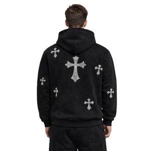 เสื้อฮู้ดโอเวอร์ไซส์แบบซิปเต็มตัว ประดับคริสตัลวิบวับ ผ้าฝ้ายหนานุ่ม ขนฟลีซหนา สไตล์สตรีทแวร์ รับทำแบรนด์ตามสั่ง จำหน่ายราคาส่ง - Product Image 2