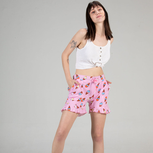 Shorts décontractés en polyester pour femme, taille mi-haute, style streetwear tendance - Product Image 1