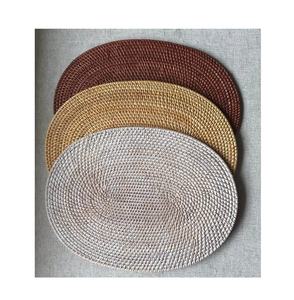 Vietnam Handmade Dark brown Rattan <b>Wicker</b> Charger Plate Natural Round <b>Placemats</b> for Farmhouse Table Restaurant Event Decor - Product Image 5