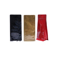 Sac à fond plat personnalisé imprimé en héliogravure pour grains de café, avec fermeture éclair facile à déchirer, option valve pour une conservation optimale de la fraîcheur