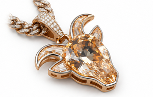 Collier Pendentif Tête de Taureau Personnalisé Diamant de Laboratoire Moissanite Argent 925 Plaqué Rhodium Chaîne de Luxe Bijoux - Product Image 3