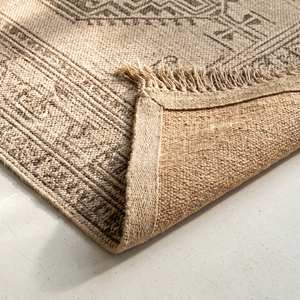 Alfombra de Yute Tejida a Mano, Color Beige Marrón, Diseño Geométrico Moderno, con Flecos, Antideslizante, para Sala de Estar, Dormitorio, Decoración del Hogar - Product Image 6