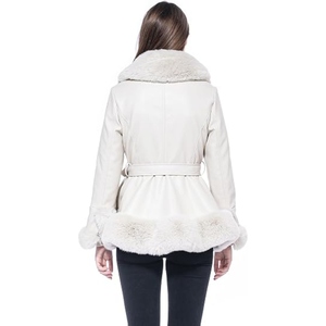 Abrigo Largo de Cuero Genuino de Lujo para Mujer, con Cuello de Piel Cálido y Cinturón, Estilo Personalizado, Fabricante Mayorista - Product Image 5