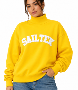 Classic Women's <b>Mock</b> <b>Neck</b> Sweatshirt Soft Knitted Cotton Blend Casual Pullover Teal Color Everyday Fashion <b>Top</b> Custom Logo OEM - Product Image 1