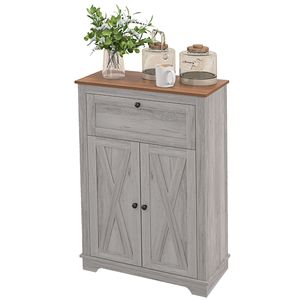 Light Gray Farmhouse Sideboard <b>Storage</b> Cabinet 23.5\"x11.75\"x34.5\" with Doors and <b>Drawer</b> <b>for</b> Kitchen & Living Room - Product Image 1