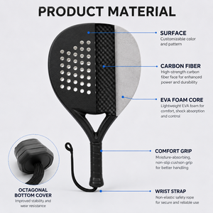 Raqueta de Pádel JAS Personalizada de Fibra de Carbono 12K con Espuma EVA, Diseño Diamante, Directo de Fábrica, OEM, Paleta de Pádel de Fibra de Carbono, Calidad Garantizada - Product Image 4
