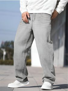 Pantalon cargo en jean délavé pour homme, taille mi-haute, coupe ample, en coton, style décontracté, pour le printemps - Product Image 1
