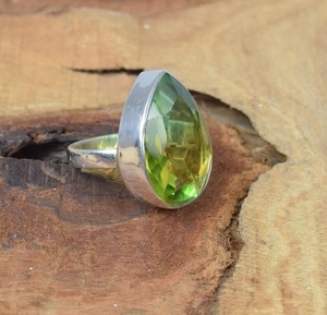 925 Sterling Silver Pear Shape Peridot <b>Quartz</b> <b>Ring</b> Natural Green Gemstone Handmade February Birthstone Jewelry Gift - Product Image 5