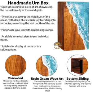 Élégance Océanique : Urne funéraire en bois et résine, artisanale, avec un design côtier serein par AYAANS - Product Image 3