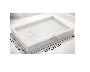 Plateau en marbre naturel de luxe pour servir des aliments, du café, du thé, avec surface polie, décoratif, pour la maison, la cuisine, la table à manger, organisateur de table - Product Image 1