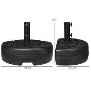 Base per Ombrellone da Patio Nera per Palo da 1,5 o 2 Pollici, Riempibile con Sabbia o Acqua, a Mezza Luna, Adatta per Cortili - Product Image 3