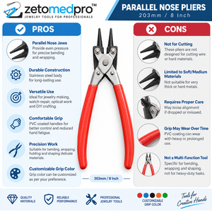Parallel <b>Nose</b> Pliers Stainless Steel PVC Grip Jewelry Making Watch Optical Bending Wrapping Tool 203mm 8 Inch ZetomedPro - Product Image 3