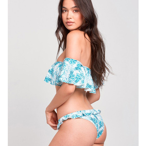 Ensemble de bikini imprimé tropical Coconut Kiss avec détails à nouer sur les côtés et coupe prête pour l'été, bikini Flirty Waves sexy, maillot de bain de plage - Product Image 4
