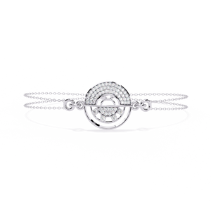 Bracelet géométrique Art Déco pour femme – Médaille en forme de demi-lune avec diamant de laboratoire VVS DEF CVD en or massif 9K 10K 14K 18K - Product Image 6