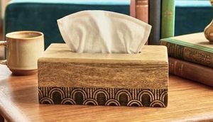 Solid Wood Tissue Box Holder Rectangle Tissue Case Classic Desktop Organizer <b>for</b> Office Hotel Home - Product Image 5