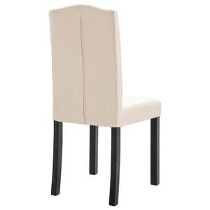 Juego de 4 Sillas de Comedor de Tela Crema y Madera de Caucho - Product Image 5