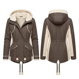 Premium Heavyweight <b>Sherpa</b> <b>Jacket</b> Taupe Brown Contrast Piping Drawcord Outdoor Cozy Fleece Hooded <b>Sherpa</b> <b>Lined</b> Parka Coats - Product Image 1